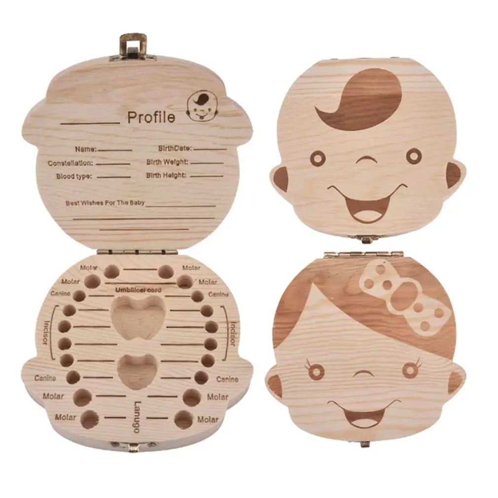 

Wooden Baby Teeth Storage Box Wooden Baby Teeth Storage Box English Letter Logo Wood Color Tooth Storage Box