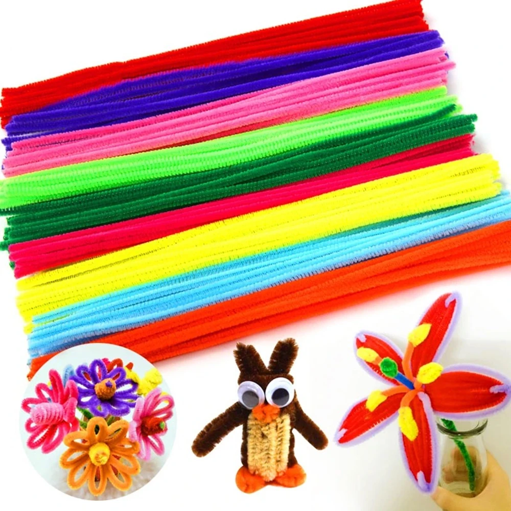 100pcs 30cm Chenille Stems Pipe Cleaners Kids Plush Educational Toy Colorful Pipe Cleaner Toys Handmade DIY Craft Supplies