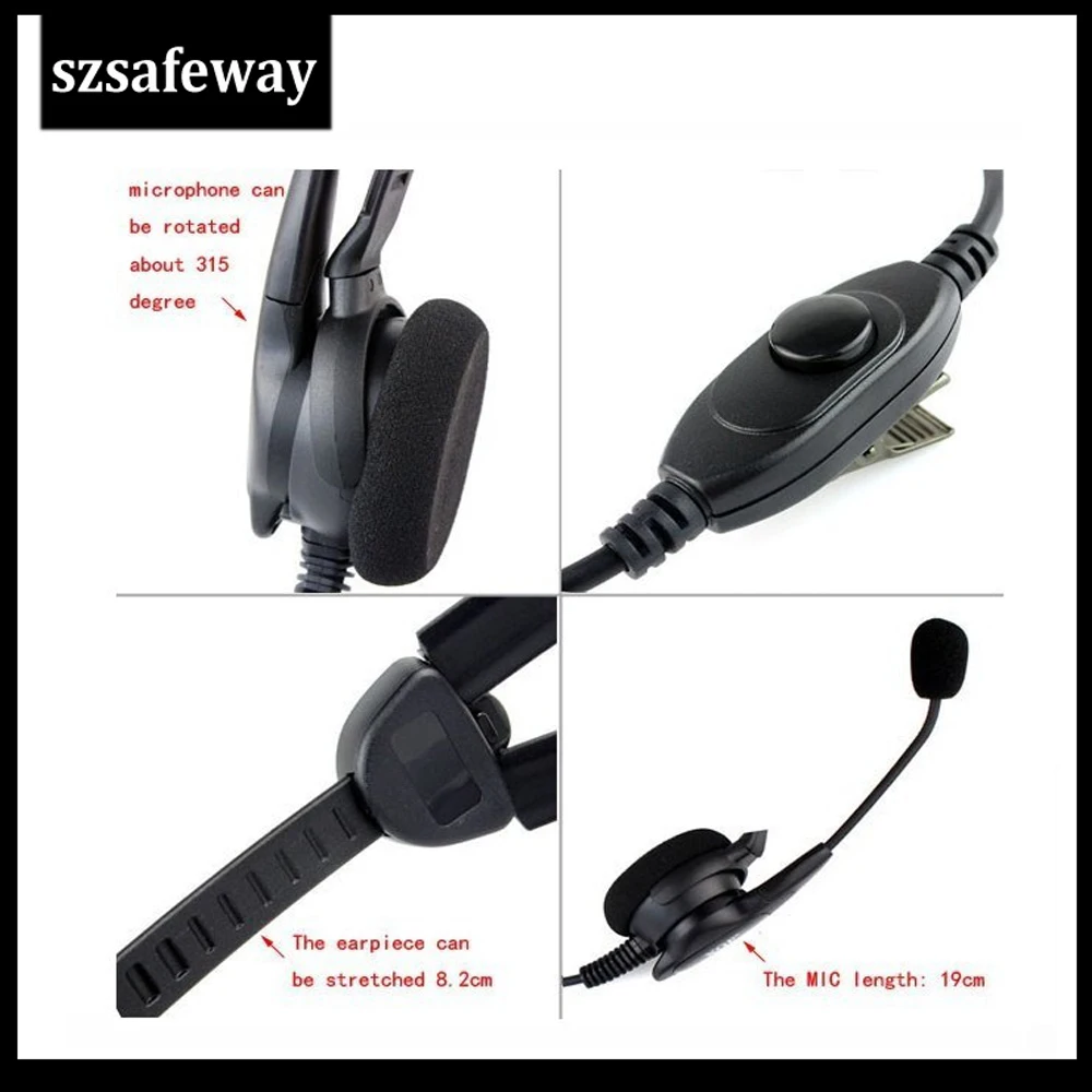 two way radio boom mic headset with in line PPT for Vertex VX231 VX261 VX351 VX 2