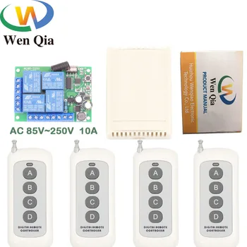 

433MHz Universal Long Range Remote Control AC220V 10Amp 4CH rf Relay Receiver and Transmitter for Electric curtain\ garage door
