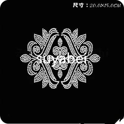 

2pcs/lot Big Flower appliques design stone hot fix rhinestone motif iron on crystal transfer patches for shirt