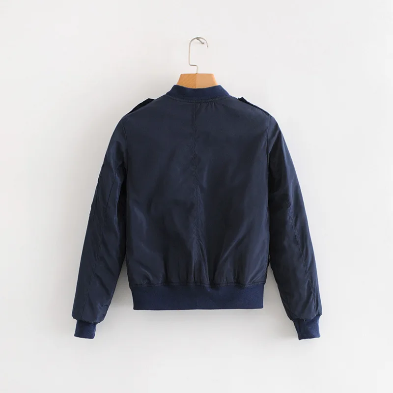 

Csy-1801 WOMEN'S Dress Autumn And Winter 2018 Blue Epaulet Slim Fit Stand Collar Zipper Diagonal Pocket Cotton-padded Clothes Ja