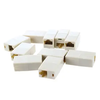 

10 Pcs RJ45 8P8C Double Ports Female Plug Telephone Adapter Connector