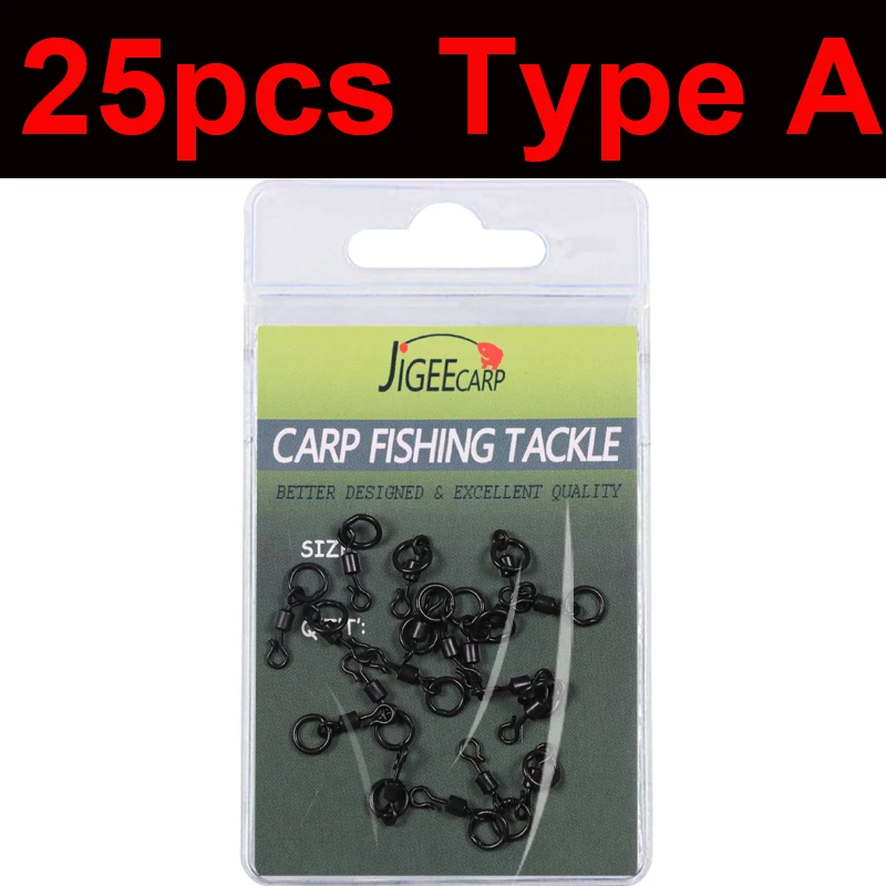 25pcs type A JIGEECARP 10/25 шт. Карп рыболовные блесны поворотный для Ронни Rig быстрой смены Поворотная снасть Карп грубый терминал рыболовные снасти - Цвет: 25pcs type A