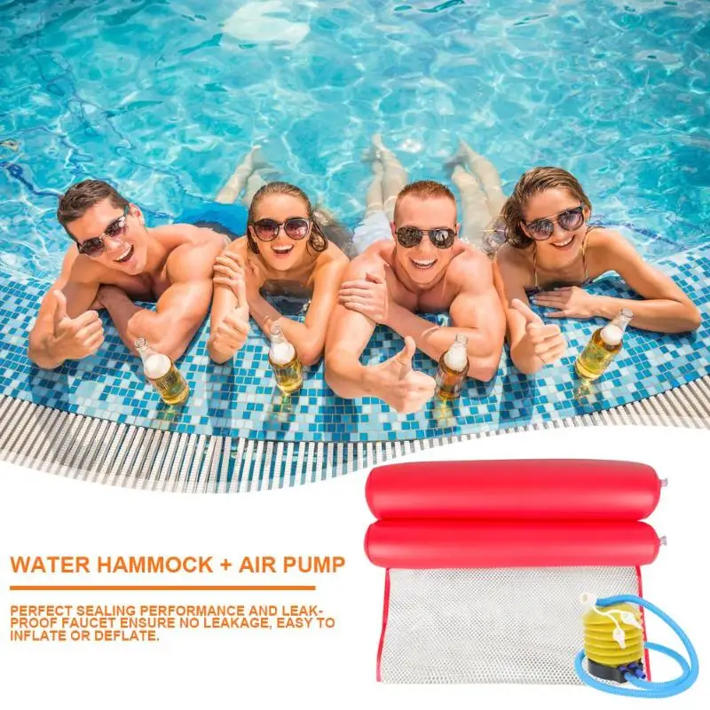 Summer Water Hammock Inflatable Air Mattress Durable Pool Lounger Chair with Air Pump Water Entertainment Necessary Artifacts