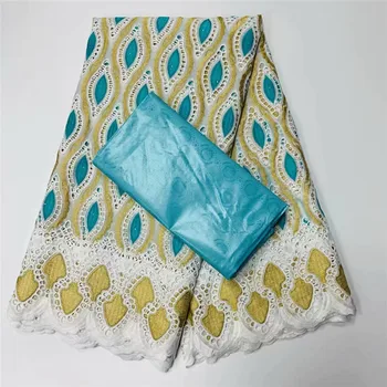 

2.5 y Swiss lace fabric +2.5 y Bazin Brode riche embroidery African cotton fabrics Swiss voile lace popular Dubai style KL81903