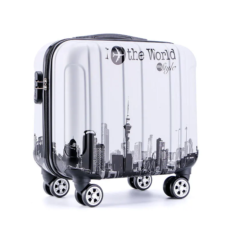 18 inches girl cartoon students universal wheel trolley case child travel luggage rolling suitcase women creative Boarding box