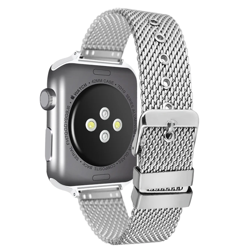 Серебряная Акула плетеный браслет для часов для Apple Watch, ремешок 42 мм, 38 мм, версия металлические браслеты из нержавеющей стали на ремешке