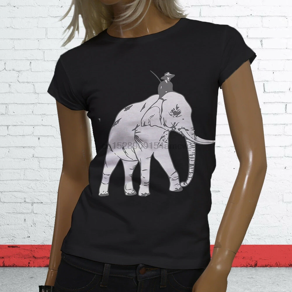 Animal Safari Africa Mammal Zoo Jungle Domestic Elephant Womens Black T-Shirt(1) | Мужская одежда