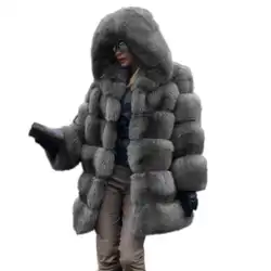S-4XL, женское Норковое Пальто, зимнее пальто из искусственного меха с капюшоном, элегантная Толстая теплая верхняя одежда, куртка из