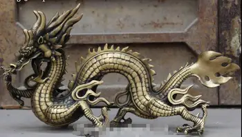 

20" Chinese Fengshui Pure Bronze Zodiac Year Dragon Dragons Loong Animal Statue