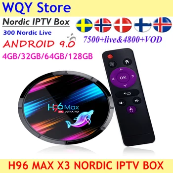 

Newest Android 9.0 H96 Max X3 Amlogic S905X3 4G 128G Smart TV Box with Scandinavian Nordic IPTV Sweden Norway Finland Denmark