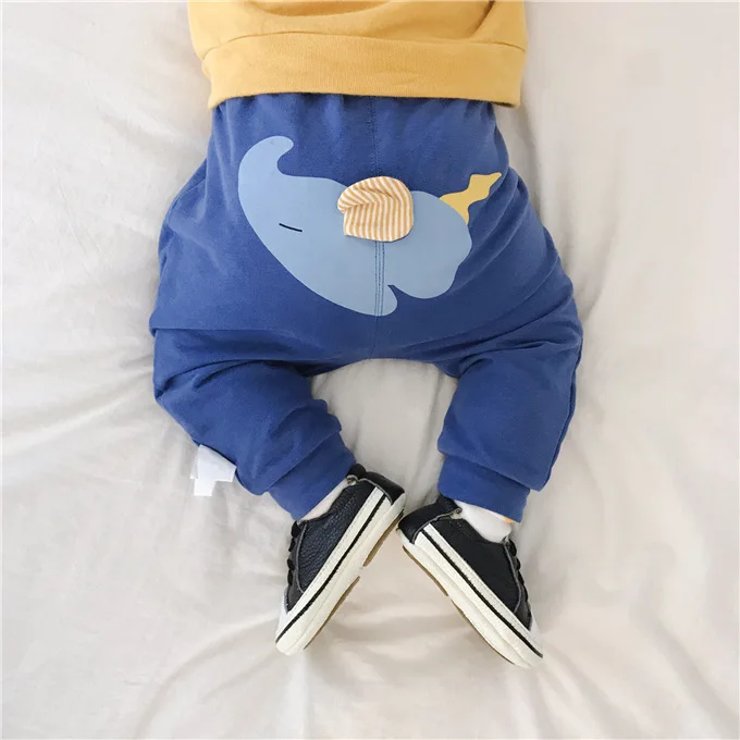 Mini Babe City/детская одежда; сезон осень; повседневные брюки для детей с изображением слона; брюки для малышей; модные детские штаны для кормления