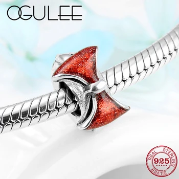 

2019 New 925 Sterling Silver Red bow tie spacer stopper beads Fit Original Pandora Charms Bracelet Jewelry making for Women/Girl