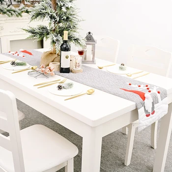 

ADOREHOUSE New Year Table Runner 33x177cm Linen TableCloth Santa Party Decor Table Runners For Christmas Navidad Decor Xmas Gift