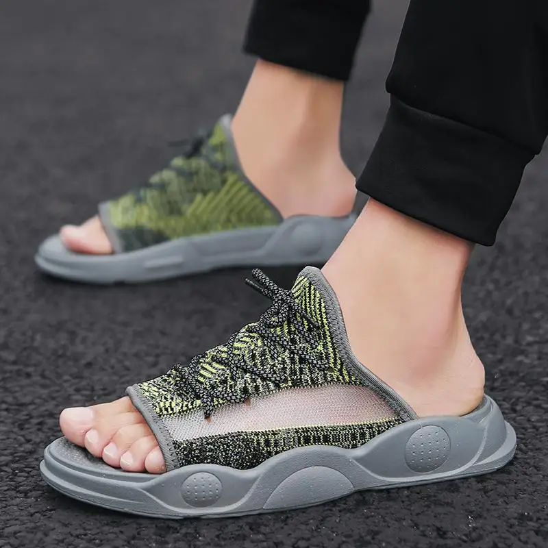 

Main Push Summer Main Push Elasticity Fly Woven Coconut Series Sandals Men's Casual Trend Versatile Outdoor Slipper