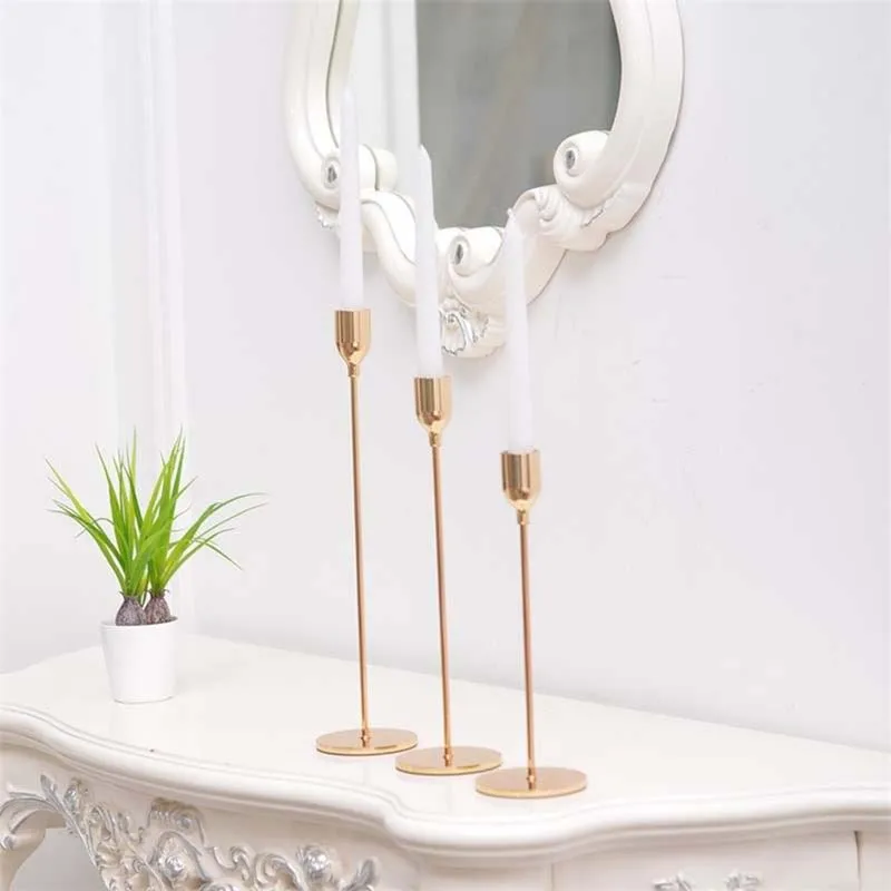 Горячая XD-3Pcs/набор в китайском стиле металлические подсвечники простые золотые свадебные украшения бар вечерние Декор для гостиной домашний декор Candl