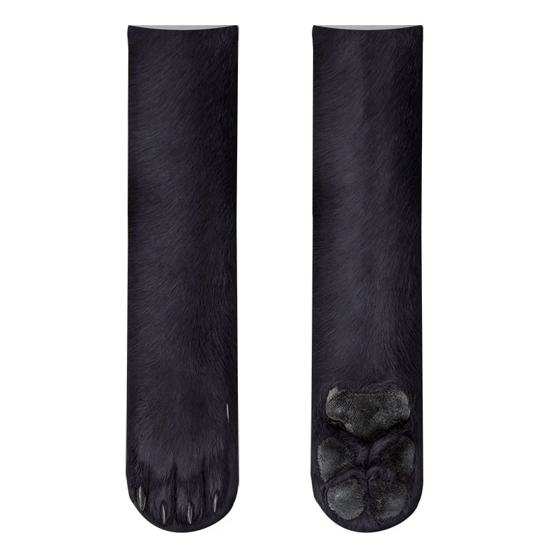 20 New 3D Print Adult Animal Paw Socks Unisex Crew Cat Long Stocks Elastic Breathable Sock Dog Horse Zebra Pig Cat Paw - Цвет: 20