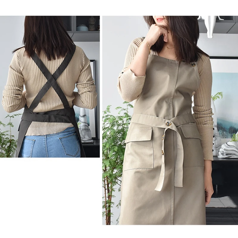 Botique-Stylist Apron Adjustable Unisex Cobbler Uniforms with Pockets Art Smock Aprons for Women Beauticians for Workwear