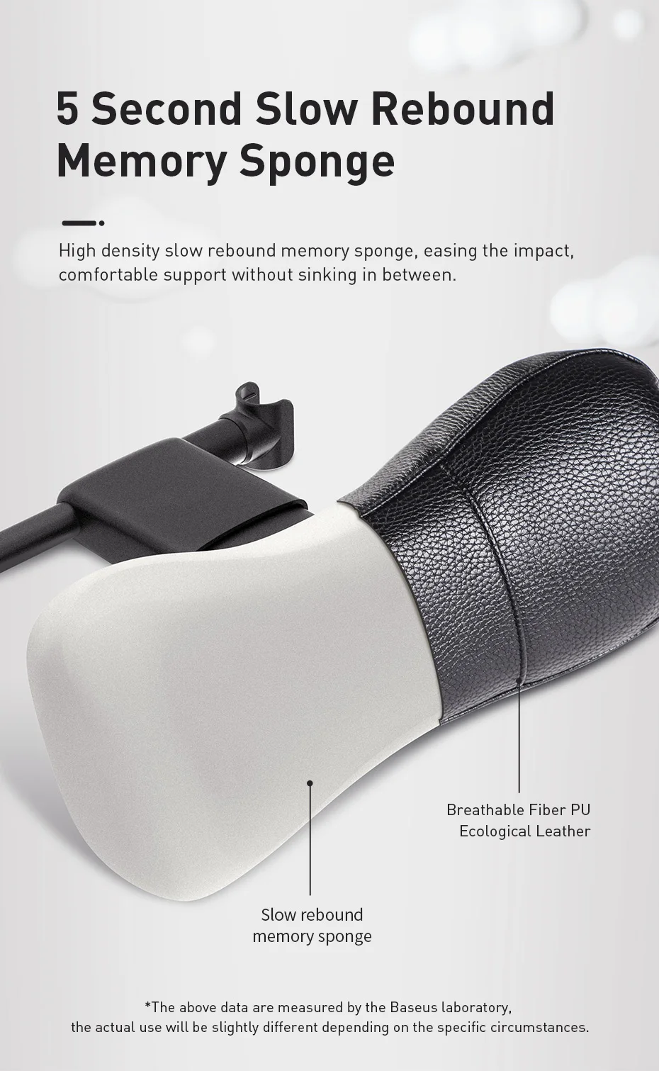 Baseus PU Leather Car Neck Pillow Spring Cushioning Adjustable Auto Memory