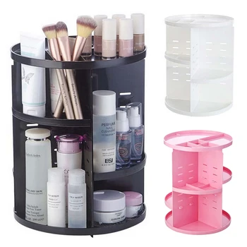 

Rotating Makeup Organizer Plastic Body For Storing Cosmetic Jewelry Brushes Makeup Rangement Makeup Rack Brush Holder