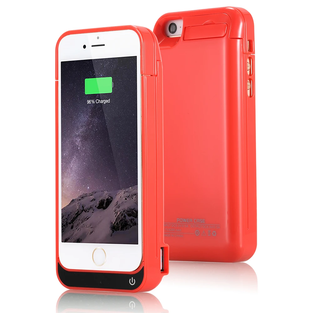 Red 4200 мАч Расширенный чехол для iPhone 5, портативный чехол для iPhone 5S, чехол для зарядного устройства для iPhone se - Цвет: Red