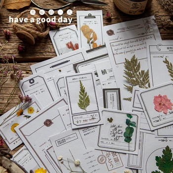 

24 Sheets Of Herbarium Record Series Memo Pad Fashion Retro Journal Material Base Paper School Supplies Stationery Non-Sticky