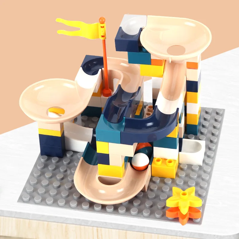 

New color macarons ball slide blocks Marble Race Run Block Compatible LegoINGly Duploed Building Blocks Blocks Toys For Children