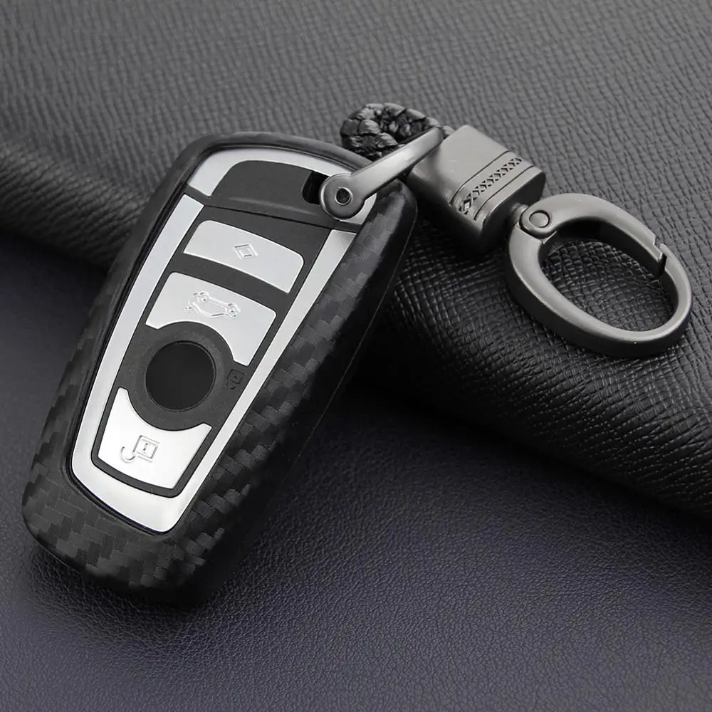 

Car-Styling Auto Carbon Fiber Key Cover Shell Case For Bmw New 1 3 4 5 6 7 Series F10 F20 F30 Smart 3 Buttons Accessories