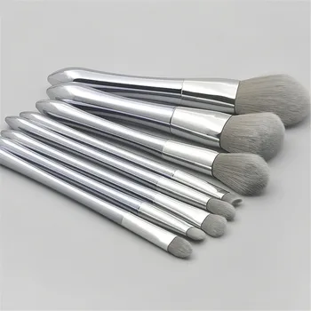 

Silver Small Pretty Waist Handle Foundation Brush Make-up Brushes Cosmetic Face Powder Loose Stucco Makeup Brush SetOct