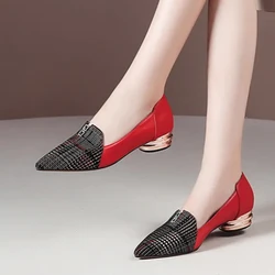 Zapatos Dama Women Cool High Quality Red Slip on Low Heel Party Pumps Ladies Fashion Sweet Black Office Shoes