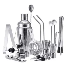  HAIPEI 22pcs Mojito Cocktail Bar Shaker Mixer Maker Muddler Barware Stainless Steel Bar Sets Bartender Tools With Whiskey Stones 
