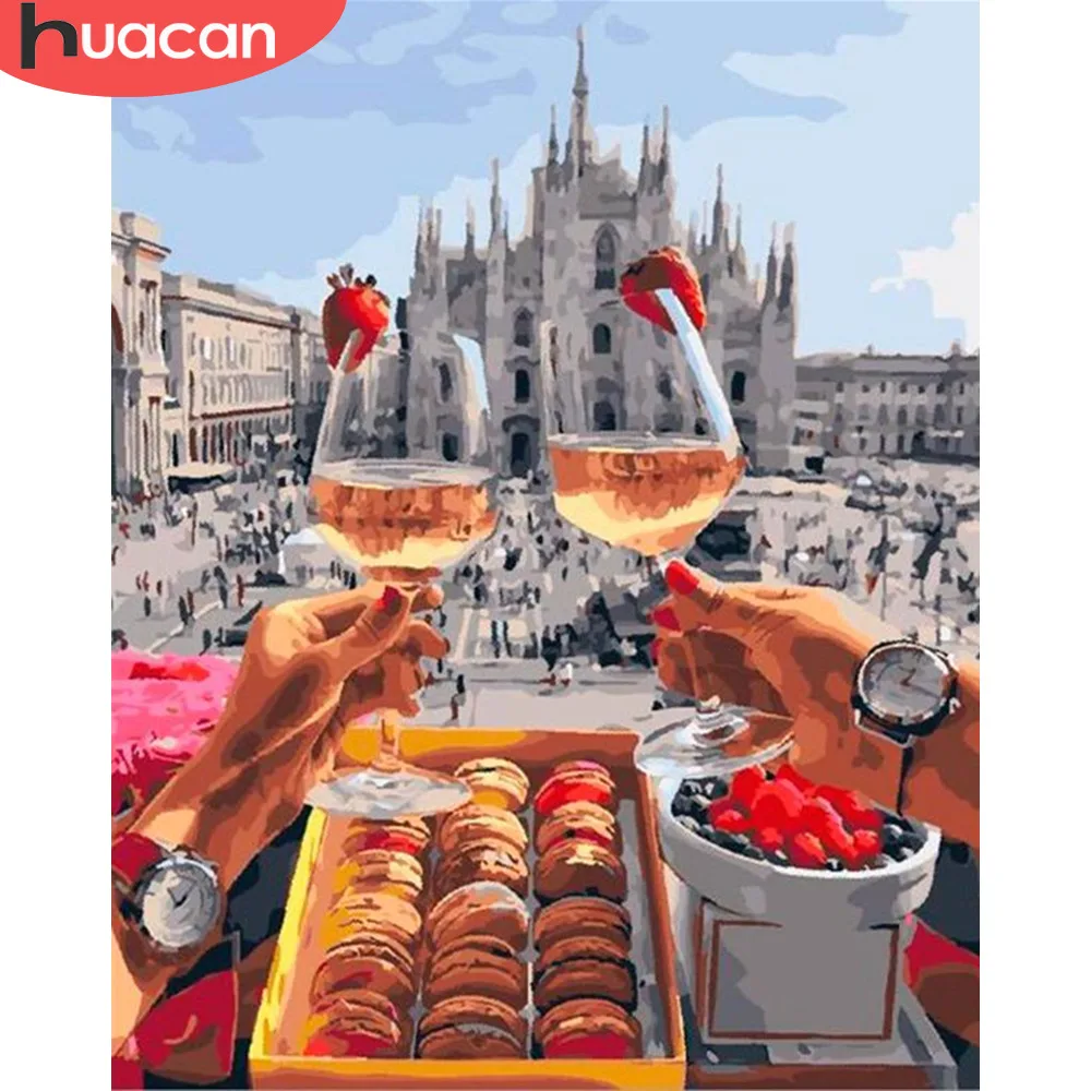

HUACAN Oil Painting By Numbers City Scenery HandPainted Kits Drawing Canvas DIY Pictures Landscape Home Decor Art