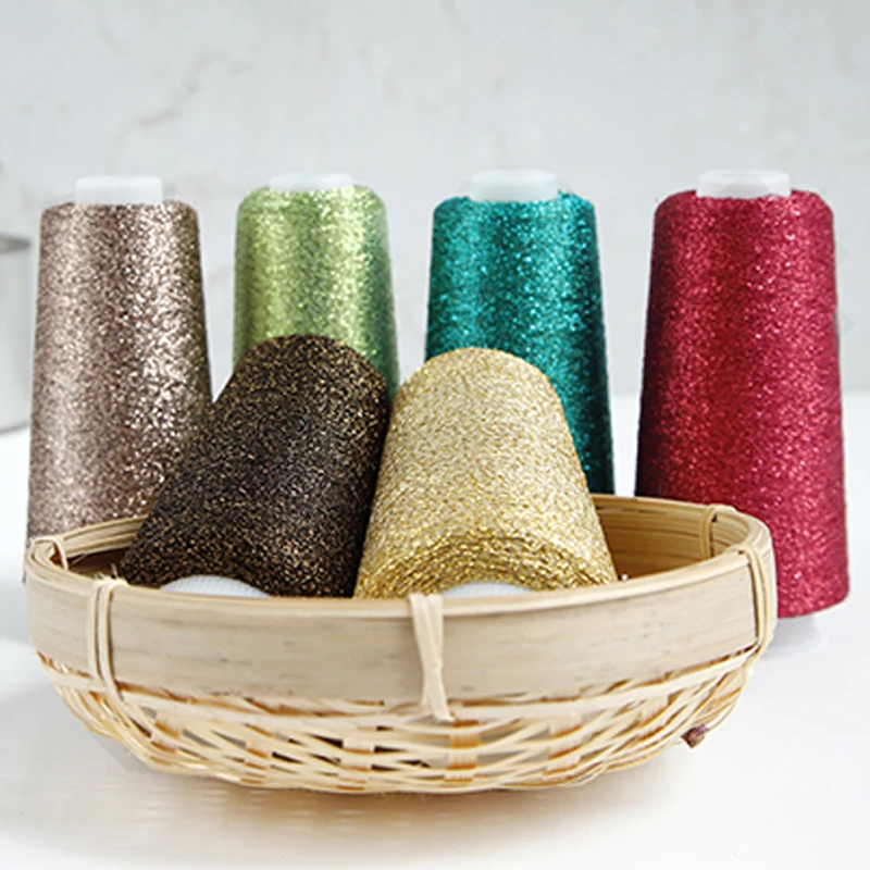 50g/ball Fine Gold Silver Yarn Spark Knited Yarn Crochet Sewing Threads Metallic Thread Partner Yarn for Needlework