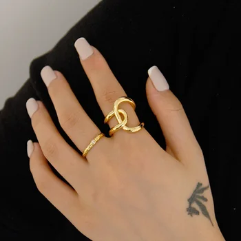 

Peri'sBox Wire Twisted Bright Matte Gold Rings Irregular Geometric Rings for Women Statement Open Rings Adjustable 2019 Fashion