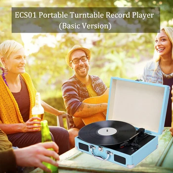 

Portable Turntable Record Player Classic Suitcase Style 3 Speed Record Player with Stereo Speakers Basic Version