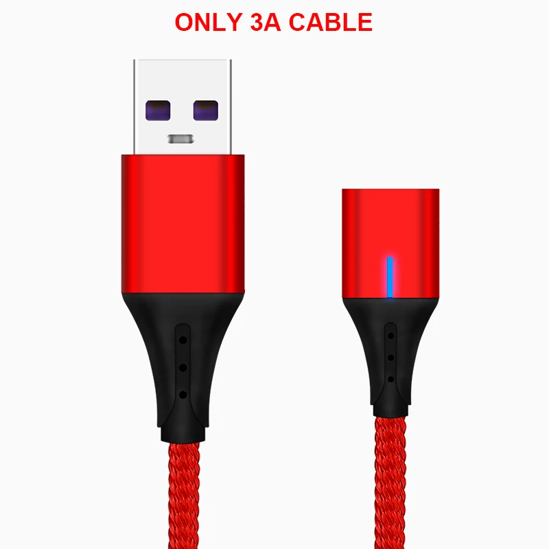 5А/3а супер быстрая зарядка Магнитный USB кабель передачи данных СВЕТОДИОДНЫЙ Магнитный зарядный кабель для телефона type C зарядный кабель - Цвет: 3A Red Cable