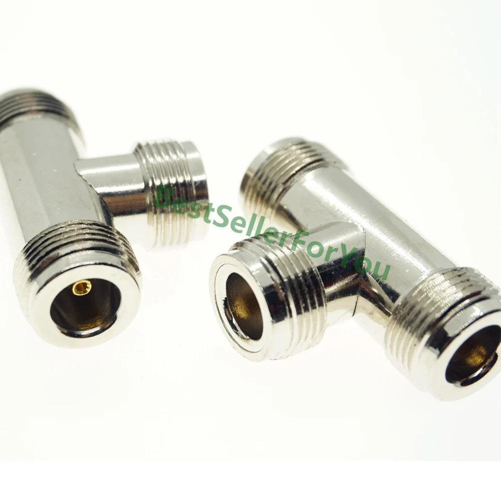 

N female to 2 Two double N Jack Female 3 Way T Type Connector RF adapter