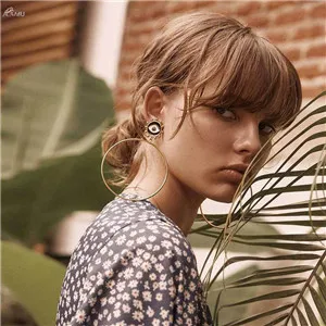 AOMU-New-Design-Minimalist-Black-Evil-Eye-Big-Circle-Drop-Dangle-Earring-Long-Hollow-Round-Statement