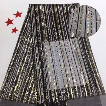 

Nigerian Guipure Embroidery French Lace Fabric 2020 Sequins Fabric Material Tulle Mesh Lace Dress African Organza Lace Clothes