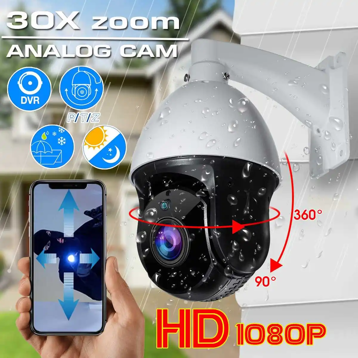 4," 2.0MP PTZ IP камера 30X зум водонепроницаемая IP66 Мини скоростная купольная камера наружная IR 100 м CCTV безопасности 4в1 камера IP
