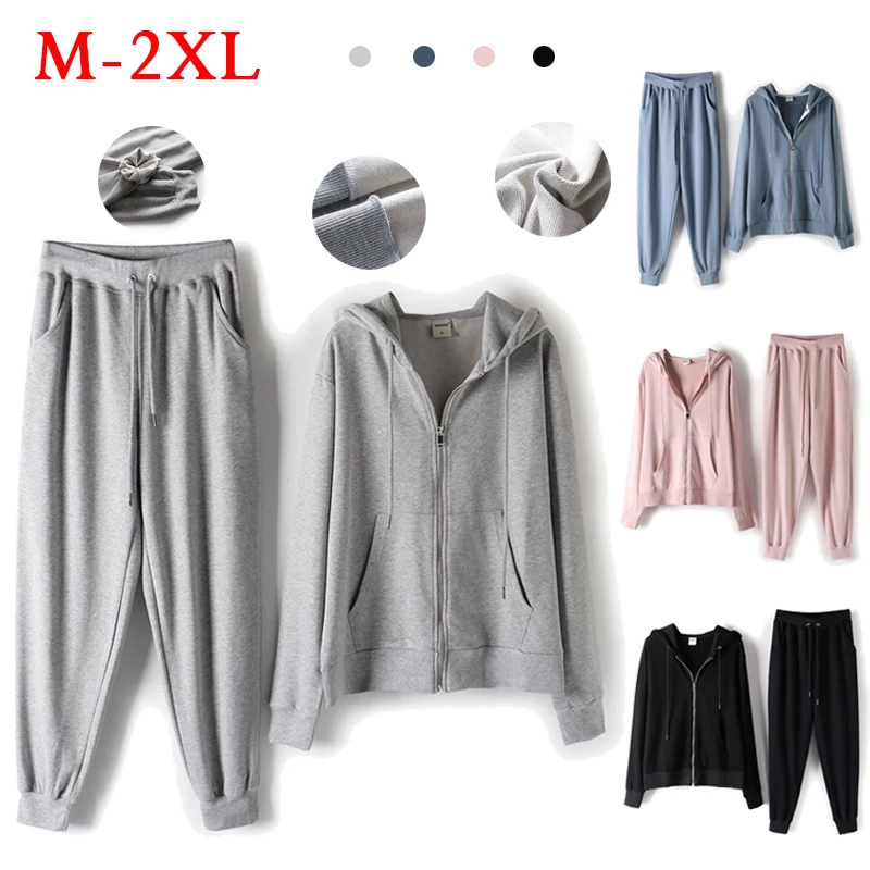 white pant suit set Autumn Winter Women's tracksuit Solid Hoodie Sweatshirt Two Piece Woman Set Crop Top and Pants Sport Jogger Suit Female Clothing dressy pant suits