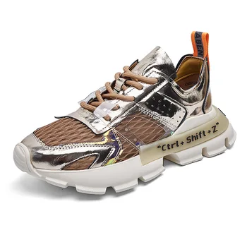 

Spring Autumn Genuine Leather Women's Mesh Platform Sneakers 2020 Fashion Women Chunky Shoes Ladies Sports Tenis Footwear