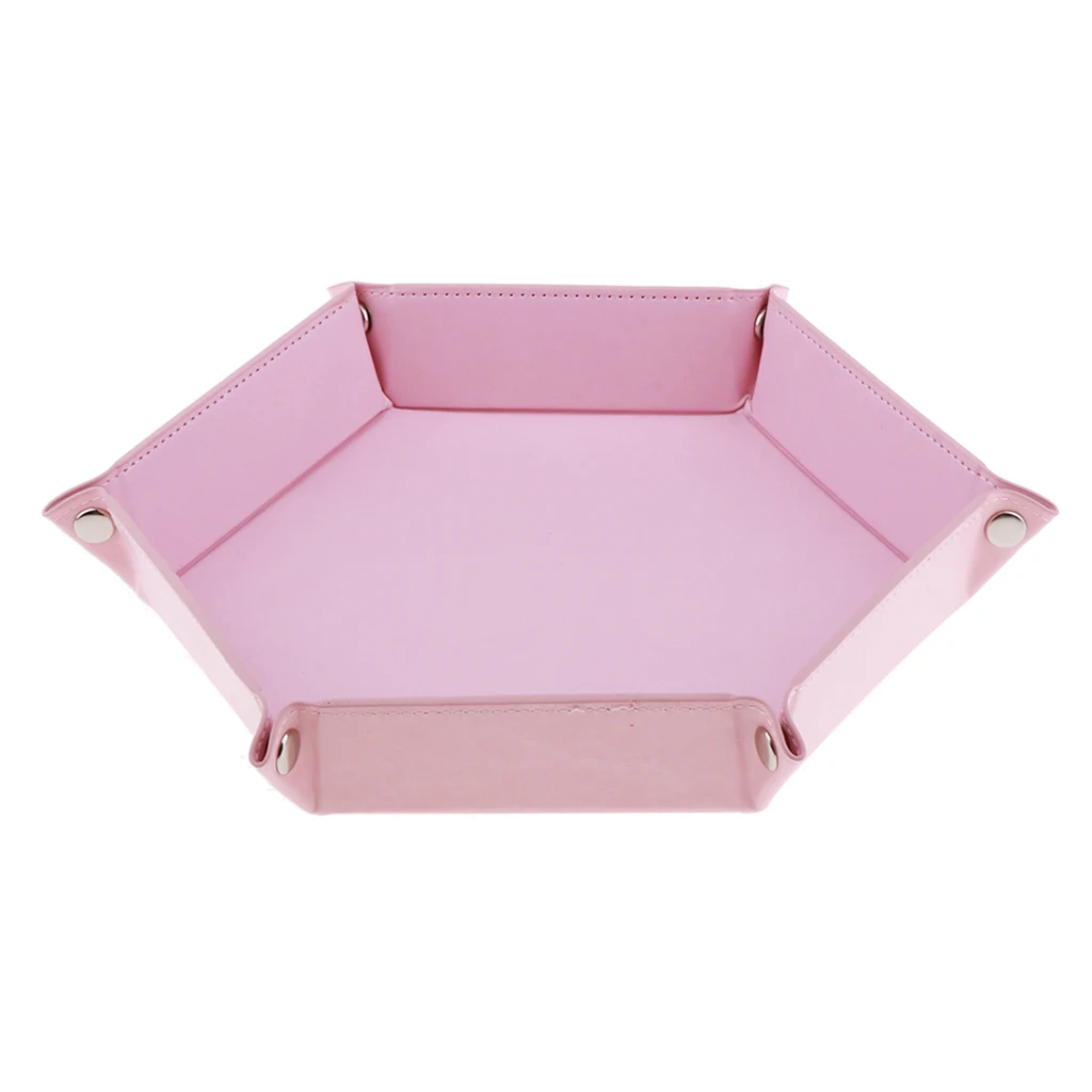 Dice Holder PU Leather Folding Hexagon Tray for RPG, DND and Other Table Games