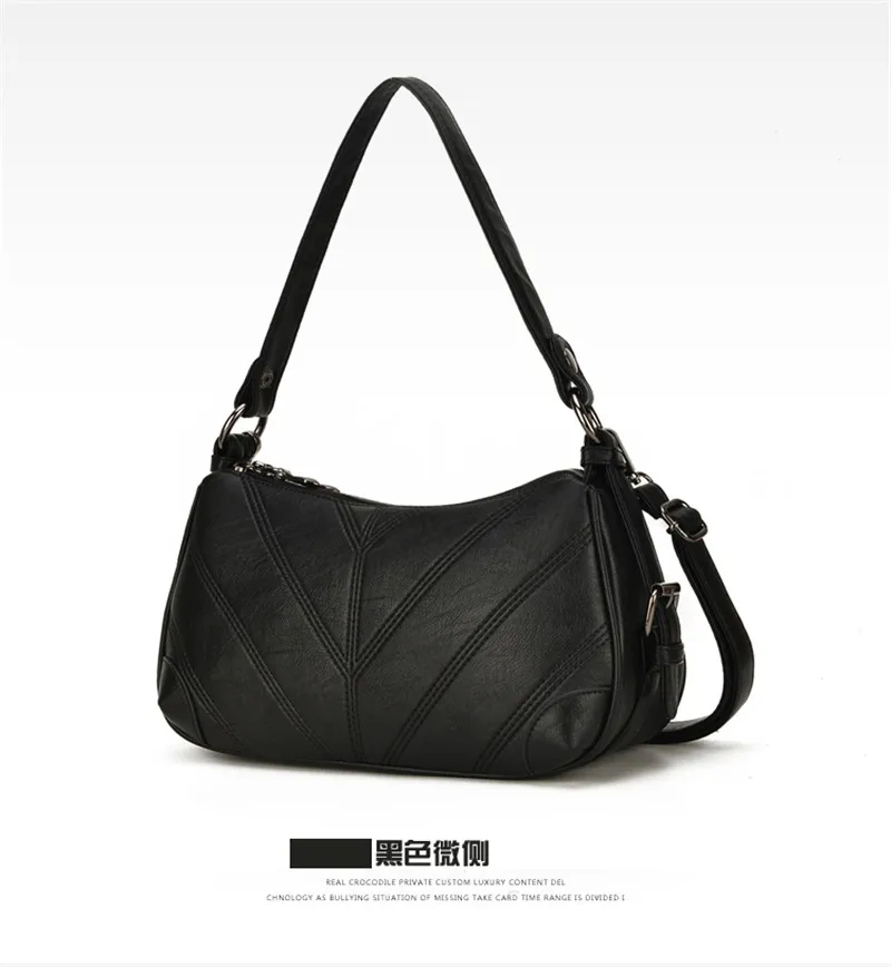Сумка-багет с нитью, женская сумка через плечо, хорошее качество, черная кожаная женская сумка через плечо, сумка-мессенджер, сумка для основной повседневной леди, сумки