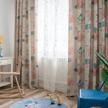 

Cartoon Ocean Fish Curtain for Kids Boy Room Bedroom Blackout Curtain for Living Room Drape Fabric Window Blinds X638#40