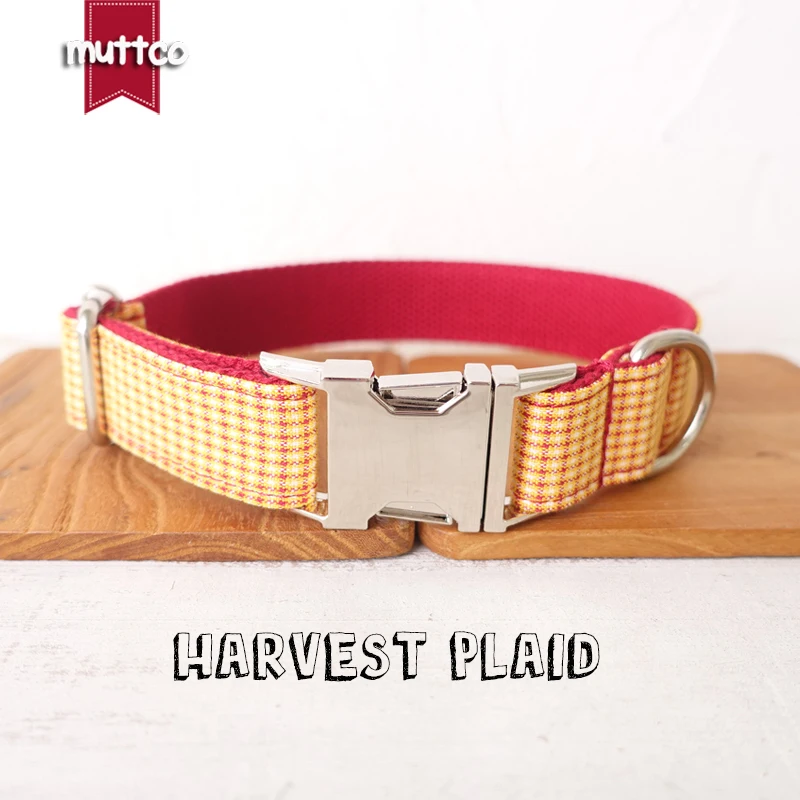 

10pcs/lot MUTTCO retailing self-design dog collar HARVEST PLAID handmade poly satin and nylon 5 sizes dog collar UDC104