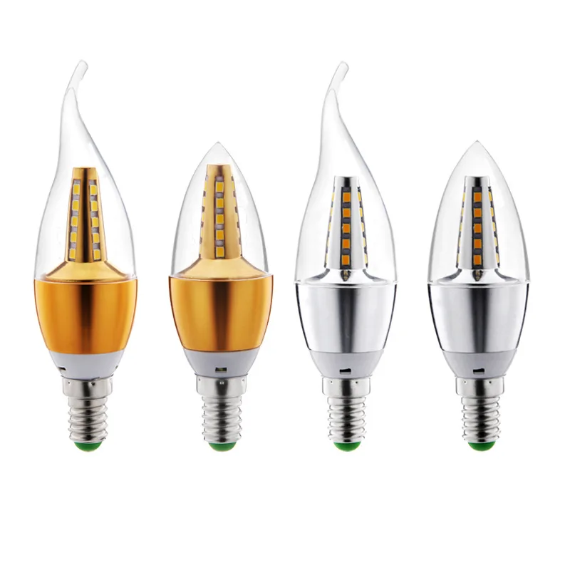 LED Candle Lamp Bulb E14 Small Edison Screw E27 Energy Saving Bulb 5W7w9w12w Tip Bubble Pull Tail Crystal Chandelier Light Sourc