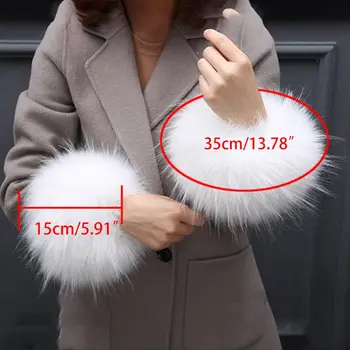 

Oversized Faux Rabbit Fur Thicken Cuff Women Winter Warm Wrist Gloves Oversleeve