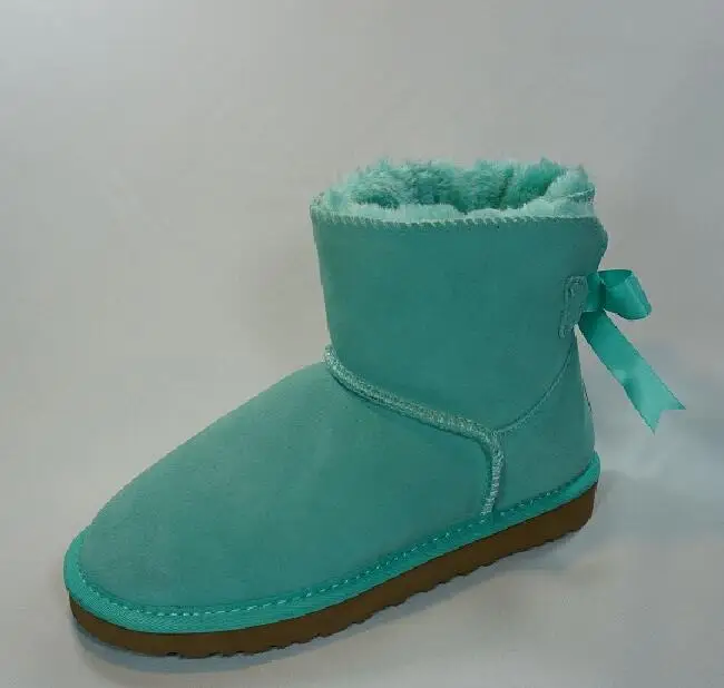 Новинка; женские зимние ботинки с бантом; зимние ботинки из натуральной кожи; bottes femme; Женские ботинки в австралийском стиле; теплые зимние ботинки на меху; botas mujer - Цвет: z78 green